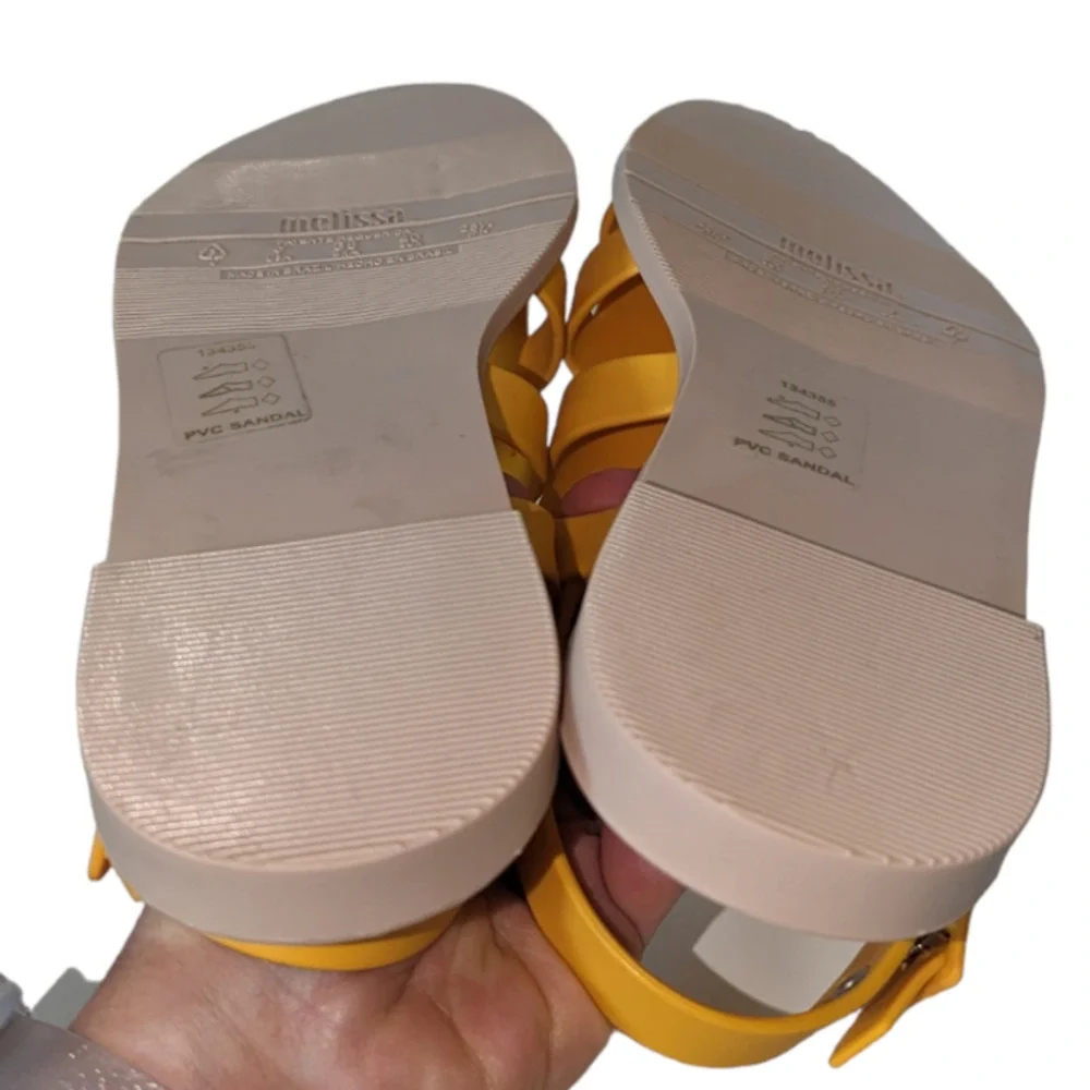 Melissa Boemia Sandal Yellow Open Front Fisherman Gladiator Style Size 9 NWOT